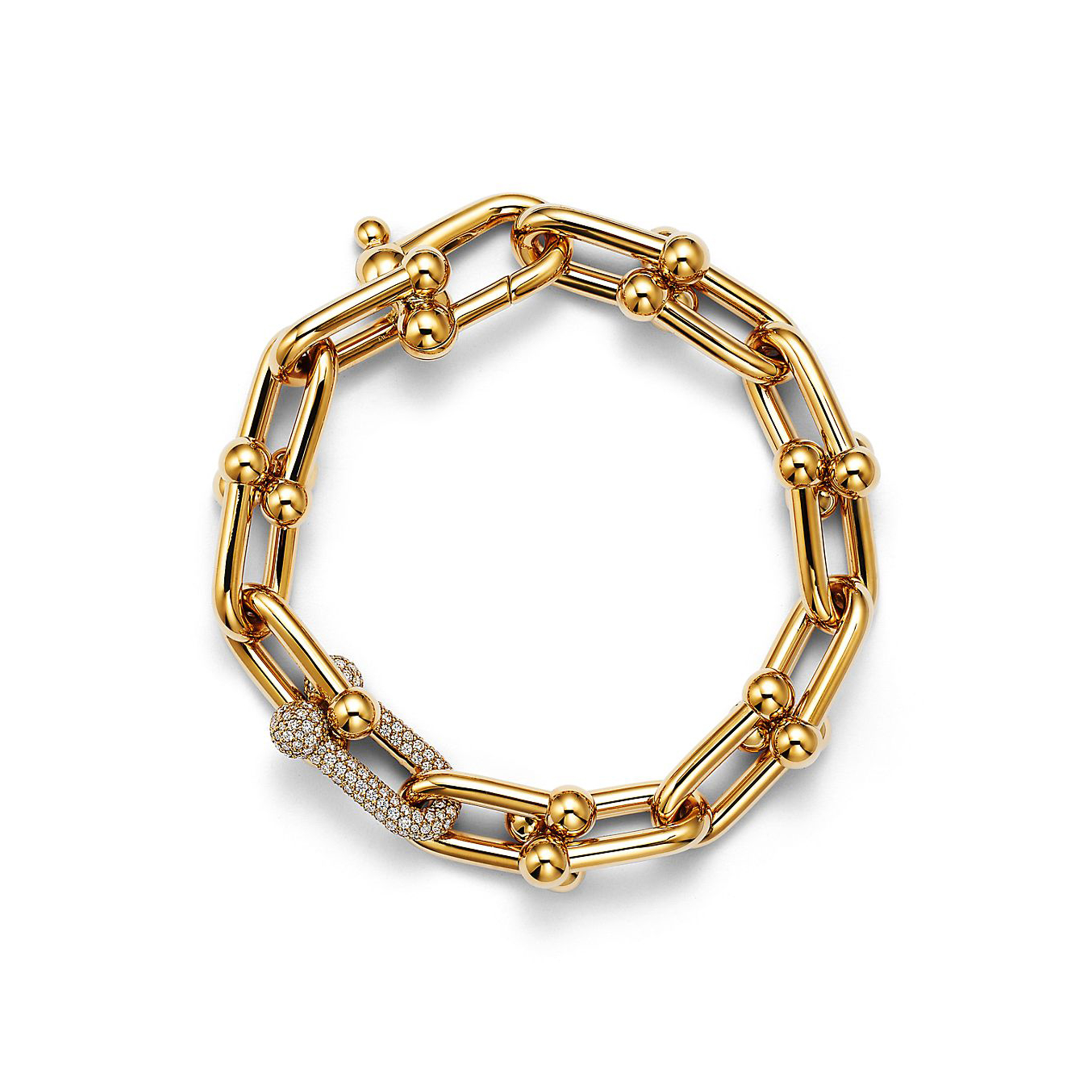 TIFFANY LARGE LINK BRACELET IN YELLOW GOLD WITH DIAMONDS 